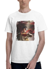 Became Monkey King 180G 100% Cotton Printed Round Neck Short-Sleeve T-Shirt, Gifts for Men Dad Husband Grandpa, S-XXXL, White