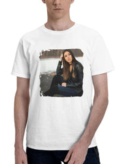 Brunette Leather Jacket 180G 100% Cotton Printed Round Neck Short-Sleeve T-Shirt, Gifts for Men Dad Husband Grandpa, S-XXXL, White