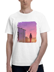 Beginning 180G 100% Cotton Printed Round Neck Short-Sleeve T-Shirt, Gifts for Men Dad Husband Grandpa, S-XXXL, White