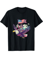 Fourth Of July Bald Eagle Abraham Lincoln 4th Of July USA T-Shirt 180G 100% Cotton Printed Round Neck Short-Sleeve T-Shirt, Gifts for Men Dad Husband Grandpa, S-XXXL, Black
