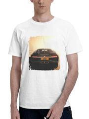 Bugatti Chiron Rear 2023 180G 100% Cotton Printed Round Neck Short-Sleeve T-Shirt, Gifts for Men Dad Husband Grandpa, S-XXXL, White
