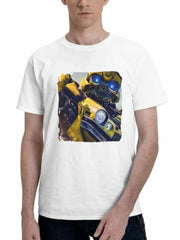 Bumblebee Transformers Rise Of The Beasts Poster 180G 100% Cotton Printed Round Neck Short-Sleeve T-Shirt, Gifts for Men Dad Husband Grandpa, S-XXXL, White