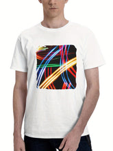 Bunch Of Lights Abstract 180G 100% Cotton Printed Round Neck Short-Sleeve T-Shirt, Gifts for Men Dad Husband Grandpa, S-XXXL, White