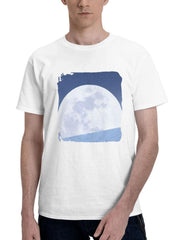 Big Moon 180G 100% Cotton Printed Round Neck Short-Sleeve T-Shirt, Gifts for Men Dad Husband Grandpa, S-XXXL, White