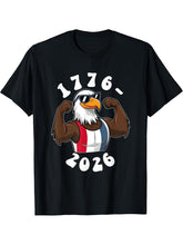1776-2026 Semiquincentennial Bald Eagle Cool America's 250th T-Shirt 180G 100% Cotton Printed Round Neck Short-Sleeve T-Shirt, Gifts for Men Dad Husband Grandpa, S-XXXL, Black