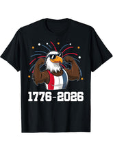 1776-2026 Semiquincentennial Bald Eagle Cool America's 250th T-Shirt 180G 100% Cotton Printed Round Neck Short-Sleeve T-Shirt, Gifts for Men Dad Husband Grandpa, S-XXXL, Black