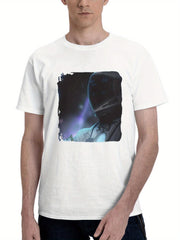 Butterfly And Astronaut 180G 100% Cotton Printed Round Neck Short-Sleeve T-Shirt, Gifts for Men Dad Husband Grandpa, S-XXXL, White