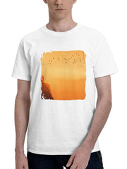 Bird Flock And Us 180G 100% Cotton Printed Round Neck Short-Sleeve T-Shirt, Gifts for Men Dad Husband Grandpa, S-XXXL, White