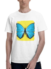 Butterfly Insect Minimal 180G 100% Cotton Printed Round Neck Short-Sleeve T-Shirt, Gifts for Men Dad Husband Grandpa, S-XXXL, White