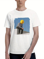 Abundance 180G 100% Cotton Printed Round Neck Short-Sleeve T-Shirt, Gifts for Men Dad Husband Grandpa, S-XXXL, White