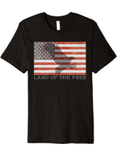 American Flag Patriotic Bald Eagle Land of the Free USA Premium T-Shirt 180G 100% Cotton Printed Round Neck Short-Sleeve T-Shirt, Gifts for Men Dad Husband Grandpa, S-XXXL, Black