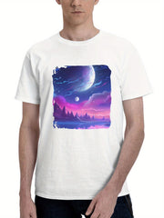 Acuarela Morning Of Dreamy Land 180G 100% Cotton Printed Round Neck Short-Sleeve T-Shirt, Gifts for Men Dad Husband Grandpa, S-XXXL, White