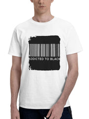 Addicted To Black 180G 100% Cotton Printed Round Neck Short-Sleeve T-Shirt, Gifts for Men Dad Husband Grandpa, S-XXXL, White