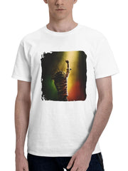 Bob Marley One Love Movie 180G 100% Cotton Printed Round Neck Short-Sleeve T-Shirt, Gifts for Men Dad Husband Grandpa, S-XXXL, White