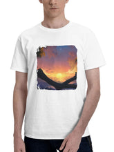 Admiring The Sunrise 180G 100% Cotton Printed Round Neck Short-Sleeve T-Shirt, Gifts for Men Dad Husband Grandpa, S-XXXL, White