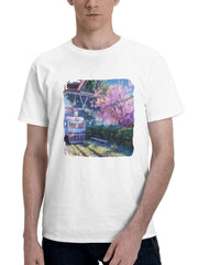 Aesthetic Beauty In Japanese Train Anime 180G 100% Cotton Printed Round Neck Short-Sleeve T-Shirt, Gifts for Men Dad Husband Grandpa, S-XXXL, White