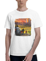 After The Fall Camping 180G 100% Cotton Printed Round Neck Short-Sleeve T-Shirt, Gifts for Men Dad Husband Grandpa, S-XXXL, White