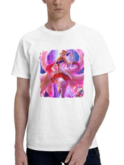 Ahri Cosplay 180G 100% Cotton Printed Round Neck Short-Sleeve T-Shirt, Gifts for Men Dad Husband Grandpa, S-XXXL, White