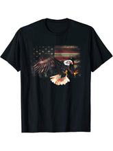 Independence 4th of July American Flag Bald-Eagle Patriotism T-Shirt 180G 100% Cotton Printed Round Neck Short-Sleeve T-Shirt, Gifts for Men Dad Husband Grandpa, S-XXXL, Black