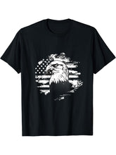 Fourth Of July Vintage Bald Eagle 4th Of July American Flag T-Shirt 180G 100% Cotton Printed Round Neck Short-Sleeve T-Shirt, Gifts for Men Dad Husband Grandpa, S-XXXL, Black