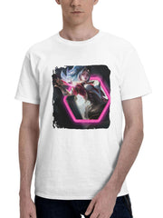 Akali Lol Cybernetic Ninja 180G 100% Cotton Printed Round Neck Short-Sleeve T-Shirt, Gifts for Men Dad Husband Grandpa, S-XXXL, White