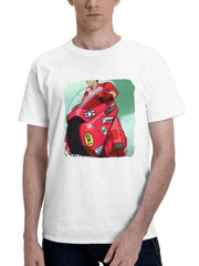 Akira Shotaro Kaneda 180G 100% Cotton Printed Round Neck Short-Sleeve T-Shirt, Gifts for Men Dad Husband Grandpa, S-XXXL, White