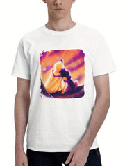 Aladdin And Jasmine 180G 100% Cotton Printed Round Neck Short-Sleeve T-Shirt, Gifts for Men Dad Husband Grandpa, S-XXXL, White