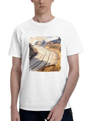 Aletsch Glacier Sunset 180G 100% Cotton Printed Round Neck Short-Sleeve T-Shirt, Gifts for Men Dad Husband Grandpa, S-XXXL, White