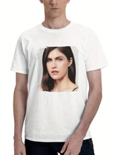 Alexandra Daddario 2023 180G 100% Cotton Printed Round Neck Short-Sleeve T-Shirt, Gifts for Men Dad Husband Grandpa, S-XXXL, White
