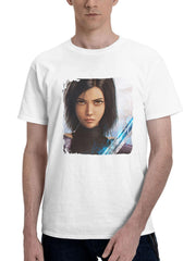 Alita Battle Angel Movie 180G 100% Cotton Printed Round Neck Short-Sleeve T-Shirt, Gifts for Men Dad Husband Grandpa, S-XXXL, White