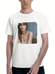 2023 Anastasia Scheglova 180G 100% Cotton Printed Round Neck Short-Sleeve T-Shirt, Gifts for Men Dad Husband Grandpa, S-XXXL, White