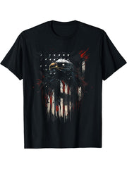 American Flag Bald Eagle USA Pride Distressed Graphic T-Shirt 180G 100% Cotton Printed Round Neck Short-Sleeve T-Shirt, Gifts for Men Dad Husband Grandpa, S-XXXL, Black