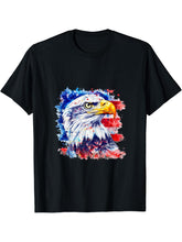 4th Of July American Flag Bald Eagle Vintage Fourth Of July T-Shirt 180G 100% Cotton Printed Round Neck Short-Sleeve T-Shirt, Gifts for Men Dad Husband Grandpa, S-XXXL, Black