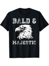 Eagle Bald & Majestic Bald Guy Dad Tee Funny Father's Day T-Shirt 180G 100% Cotton Printed Round Neck Short-Sleeve T-Shirt, Gifts for Men Dad Husband Grandpa, S-XXXL, Black
