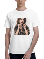 2023 Emilia Clarke 180G 100% Cotton Printed Round Neck Short-Sleeve T-Shirt, Gifts for Men Dad Husband Grandpa, S-XXXL, White
