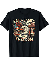 Bald Eagle American Freedom 4th Of July USA Pride Gift T-Shirt 180G 100% Cotton Printed Round Neck Short-Sleeve T-Shirt, Gifts for Men Dad Husband Grandpa, S-XXXL, Black