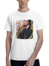 Autumn Girl Adjusting Her Hairs 180G 100% Cotton Printed Round Neck Short-Sleeve T-Shirt, Gifts for Men Dad Husband Grandpa, S-XXXL, White