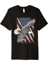 Bald Eagle I American Flag I Bird Of Prey I Patriotic Premium T-Shirt 180G 100% Cotton Printed Round Neck Short-Sleeve T-Shirt, Gifts for Men Dad Husband Grandpa, S-XXXL, Black