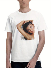 2023 Kylie Jenner Fall Ad Campaign Qh 180G 100% Cotton Printed Round Neck Short-Sleeve T-Shirt, Gifts for Men Dad Husband Grandpa, S-XXXL, White