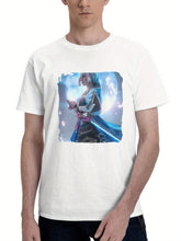 Ayaka From Genshin Impact 180G 100% Cotton Printed Round Neck Short-Sleeve T-Shirt, Gifts for Men Dad Husband Grandpa, S-XXXL, White