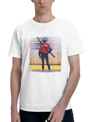 Azuki 180G 100% Cotton Printed Round Neck Short-Sleeve T-Shirt, Gifts for Men Dad Husband Grandpa, S-XXXL, White