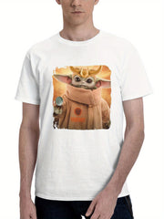 Baby Yoda In Loki Universe 180G 100% Cotton Printed Round Neck Short-Sleeve T-Shirt, Gifts for Men Dad Husband Grandpa, S-XXXL, White