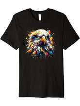 Dripping Paint Art Bald Eagle Bald Eagles Premium T-Shirt 180G 100% Cotton Printed Round Neck Short-Sleeve T-Shirt, Gifts for Men Dad Husband Grandpa, S-XXXL, Black