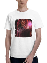 2023 Scarlet Witch Artwork 180G 100% Cotton Printed Round Neck Short-Sleeve T-Shirt, Gifts for Men Dad Husband Grandpa, S-XXXL, White
