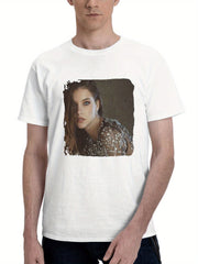 Barbara Palvin Harpers Bazaar Greece Fu 180G 100% Cotton Printed Round Neck Short-Sleeve T-Shirt, Gifts for Men Dad Husband Grandpa, S-XXXL, White