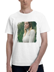 2023 Sydney Sweeney Brian Brose Photoshoot 180G 100% Cotton Printed Round Neck Short-Sleeve T-Shirt, Gifts for Men Dad Husband Grandpa, S-XXXL, White