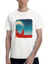 Barren Desert 180G 100% Cotton Printed Round Neck Short-Sleeve T-Shirt, Gifts for Men Dad Husband Grandpa, S-XXXL, White