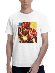 2023 The Flash Movie La 180G 100% Cotton Printed Round Neck Short-Sleeve T-Shirt, Gifts for Men Dad Husband Grandpa, S-XXXL, White