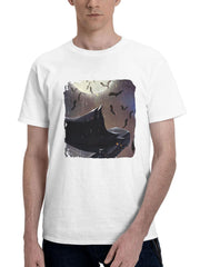 Bat Gotham 180G 100% Cotton Printed Round Neck Short-Sleeve T-Shirt, Gifts for Men Dad Husband Grandpa, S-XXXL, White