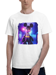 Bat Mickey 180G 100% Cotton Printed Round Neck Short-Sleeve T-Shirt, Gifts for Men Dad Husband Grandpa, S-XXXL, White